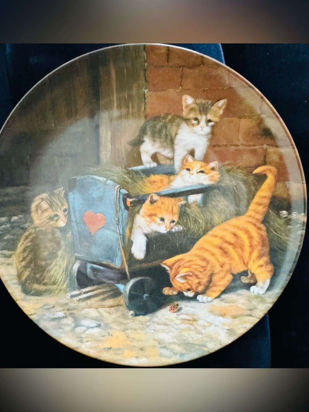 Vintage 1991 German fine porcelain collector plate The Playmates CATS play cute